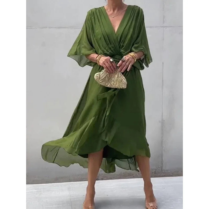 Elegant Chiffon Dress with V-neck