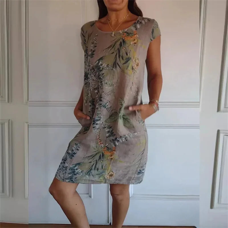 Elegant Botanical Print Dress