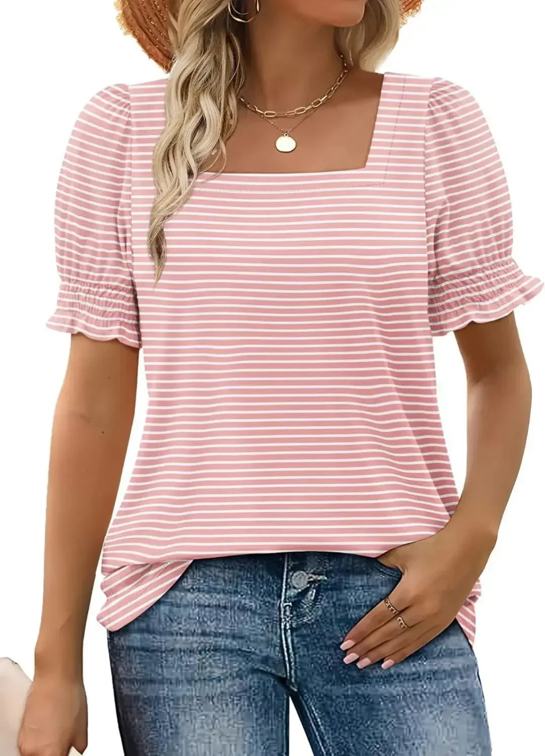 U-Neck Petal Sleeve T-Shirt
