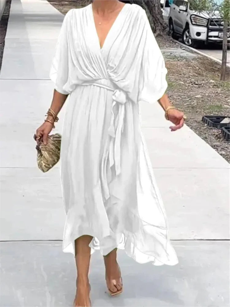 Elegant Chiffon Dress with V-neck