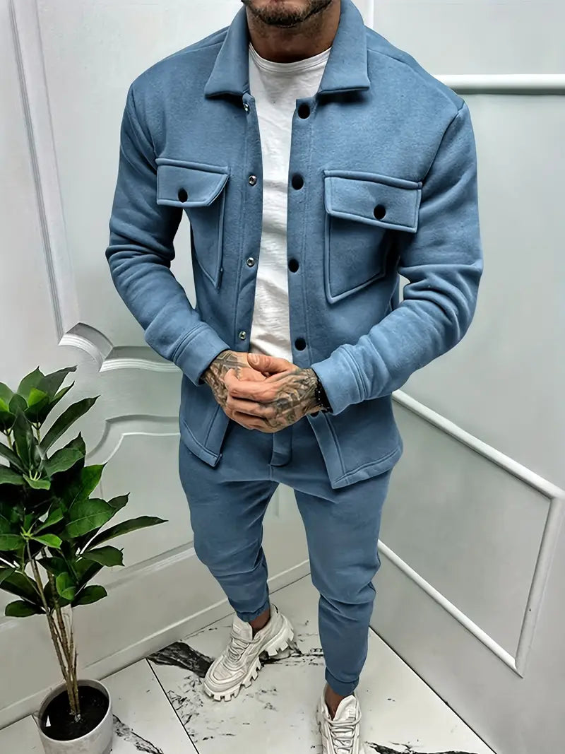 Zweiteiliges Set - Langarm - Überhemd - Co-Ord Set - Herrenbekleidung