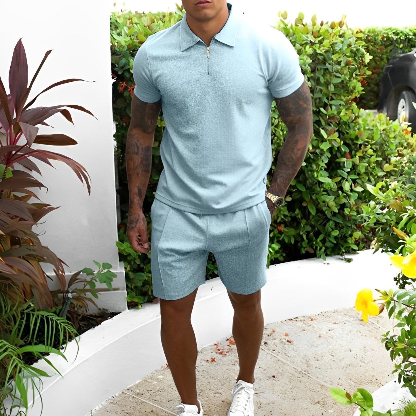 Zweiteiliges Set – T-Shirt und Shorts für Männer, perfekt für den Sommer