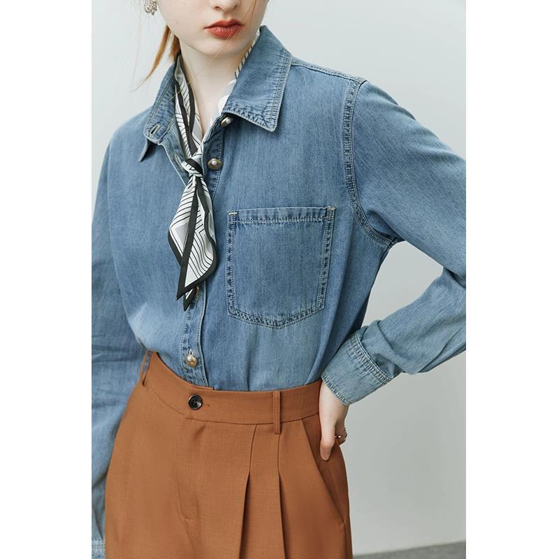 Andrea | Women's blue denim spring shirt jacket