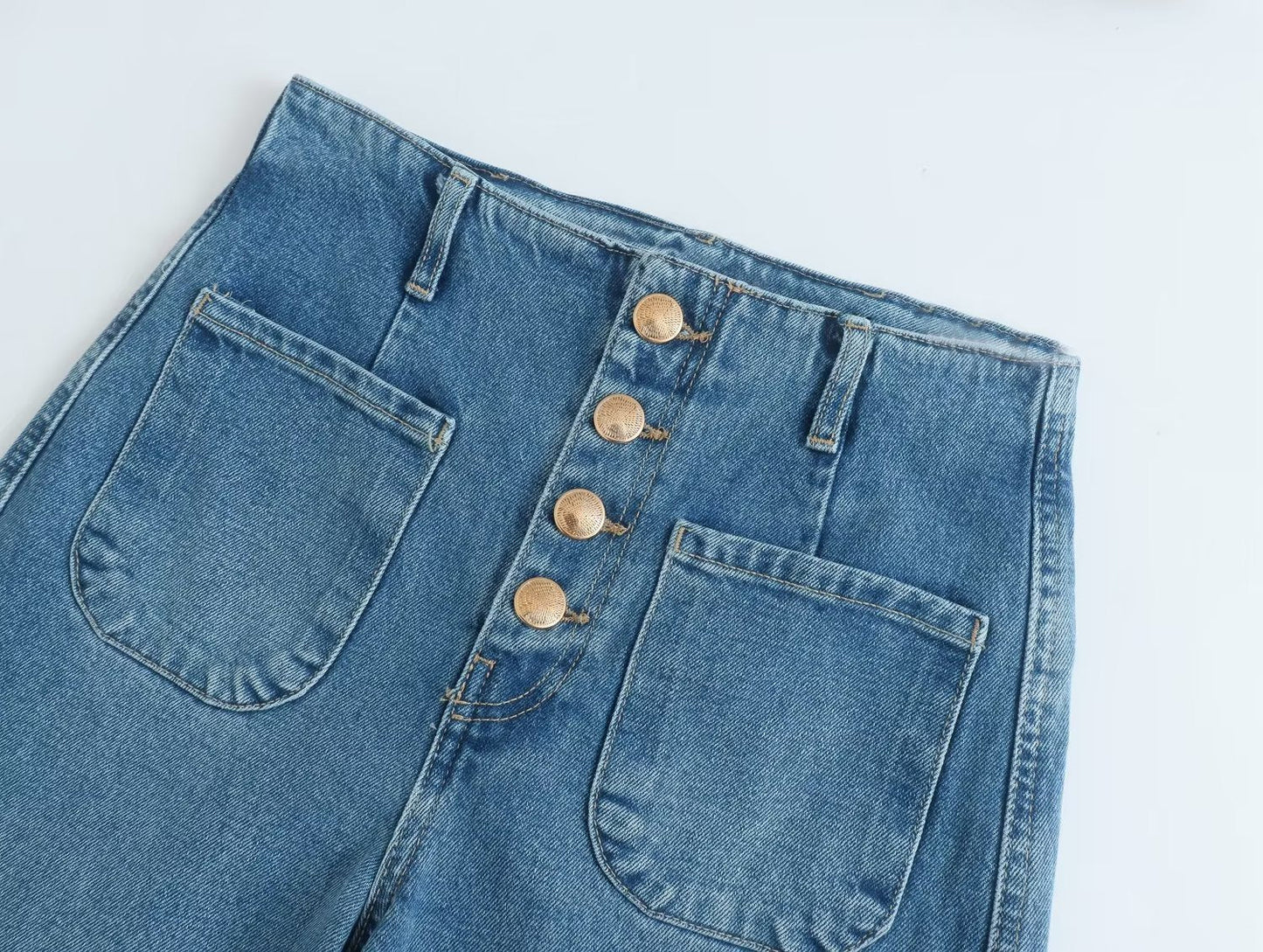Ariana | European Style Hoch taillierte Baggy Capri Jeans mit weitem Bein