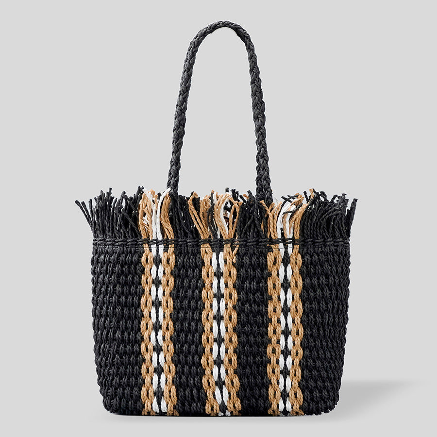 Strahlende Strandtasche aus handgewebten Materialien mit geräumigem Fassungsvermögen