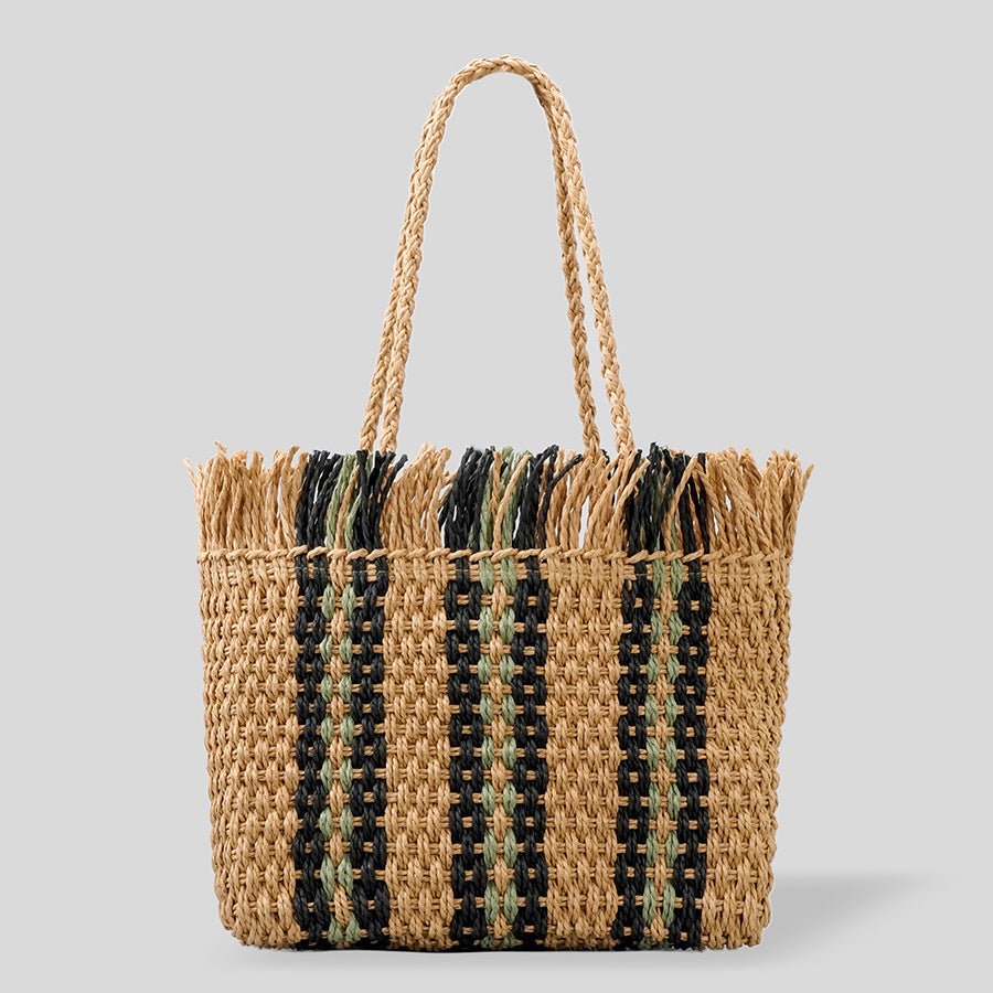 Strahlende Strandtasche aus handgewebten Materialien mit geräumigem Fassungsvermögen