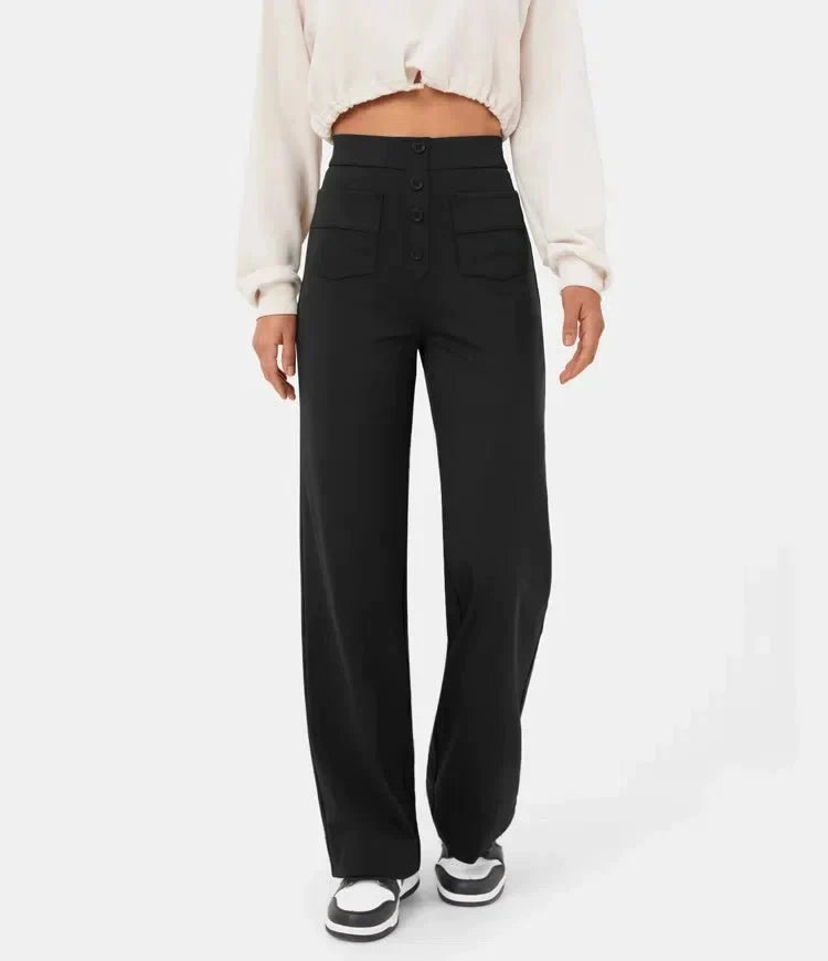 Stylische elastische Freizeithose mit hoher Taille - Sophia