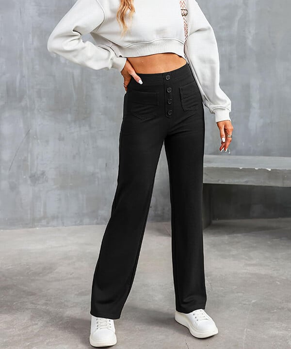 Stylische elastische Freizeithose mit hoher Taille - Sophia