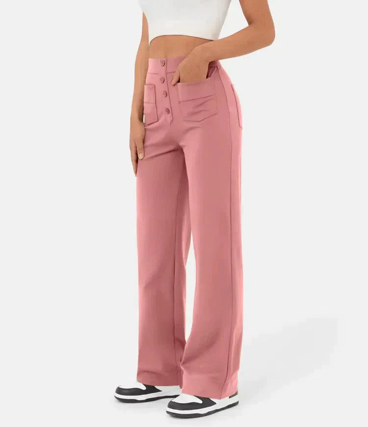 Stylische elastische Freizeithose mit hoher Taille - Sophia