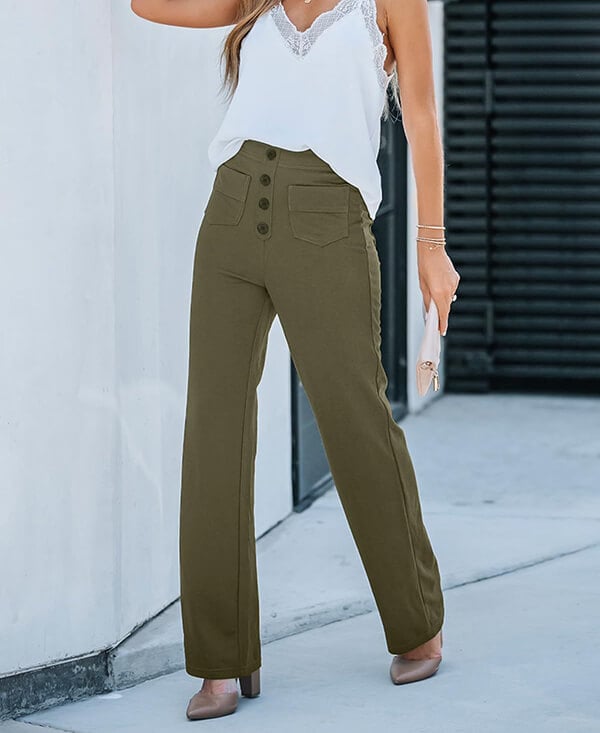 Stylische elastische Freizeithose mit hoher Taille - Sophia