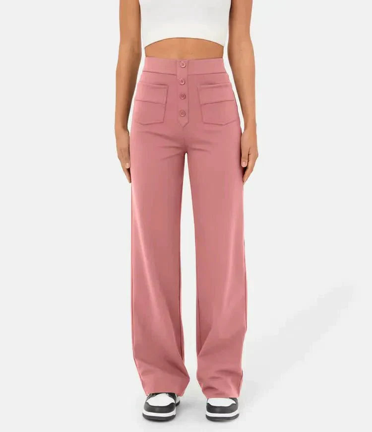 Stylische elastische Freizeithose mit hoher Taille - Sophia