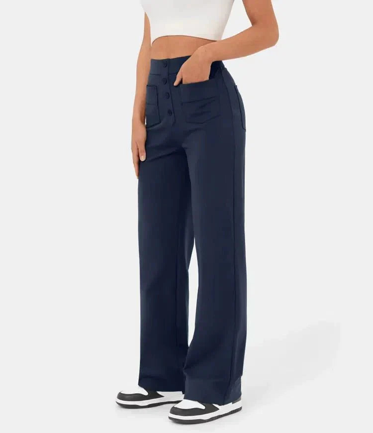 Stylische elastische Freizeithose mit hoher Taille - Sophia