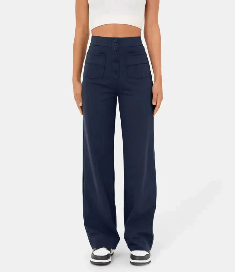 Stylische elastische Freizeithose mit hoher Taille - Sophia