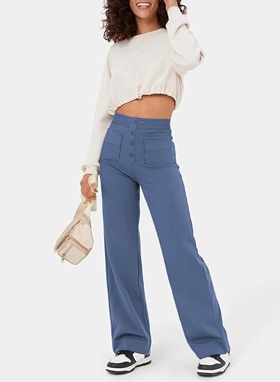 Stylische elastische Freizeithose mit hoher Taille - Sophia