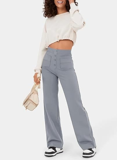 Stylische elastische Freizeithose mit hoher Taille - Sophia