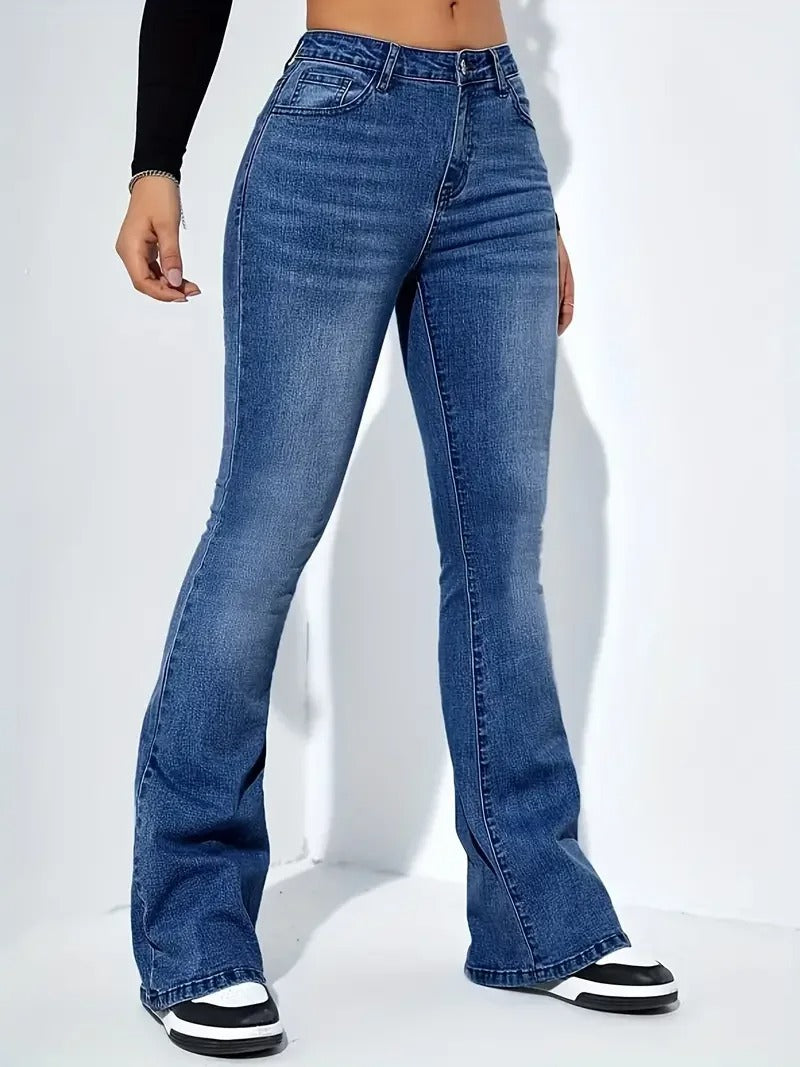 Rosie - Trendige Schlaghose aus Denim mit hoher Taille