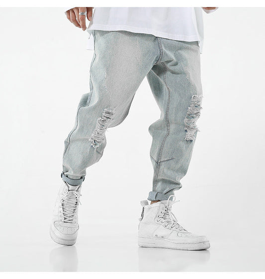 Versatile distressed loose fit jeans - Men - Denim - Ripped - Casual Wear