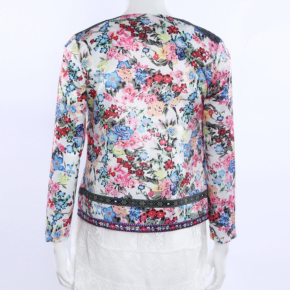 Irene | Boho-Satinblazer mit schönem Blumendruck
