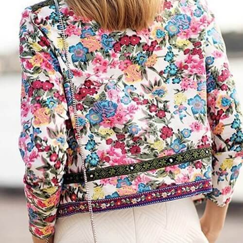 Irene | Boho-Satinblazer mit schönem Blumendruck