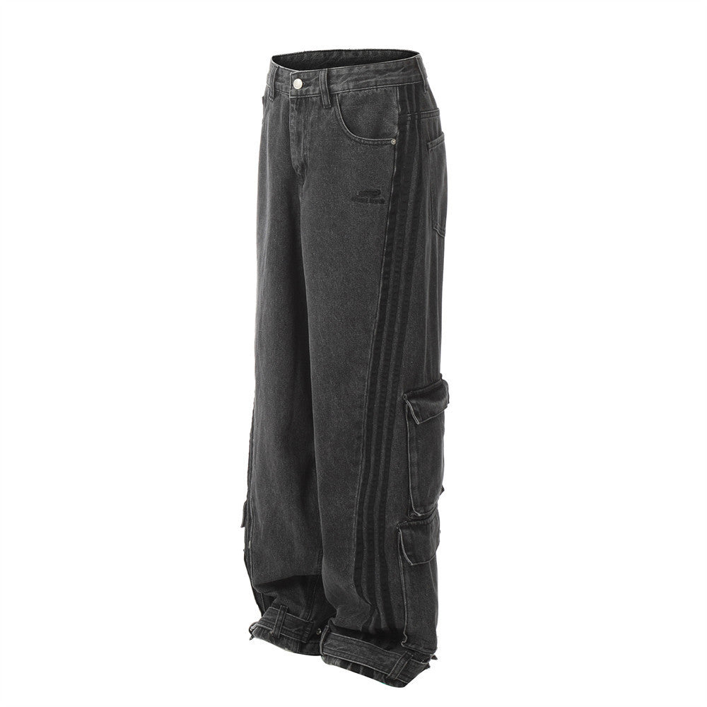 Cotton jeans with multi-pocket design for spring
