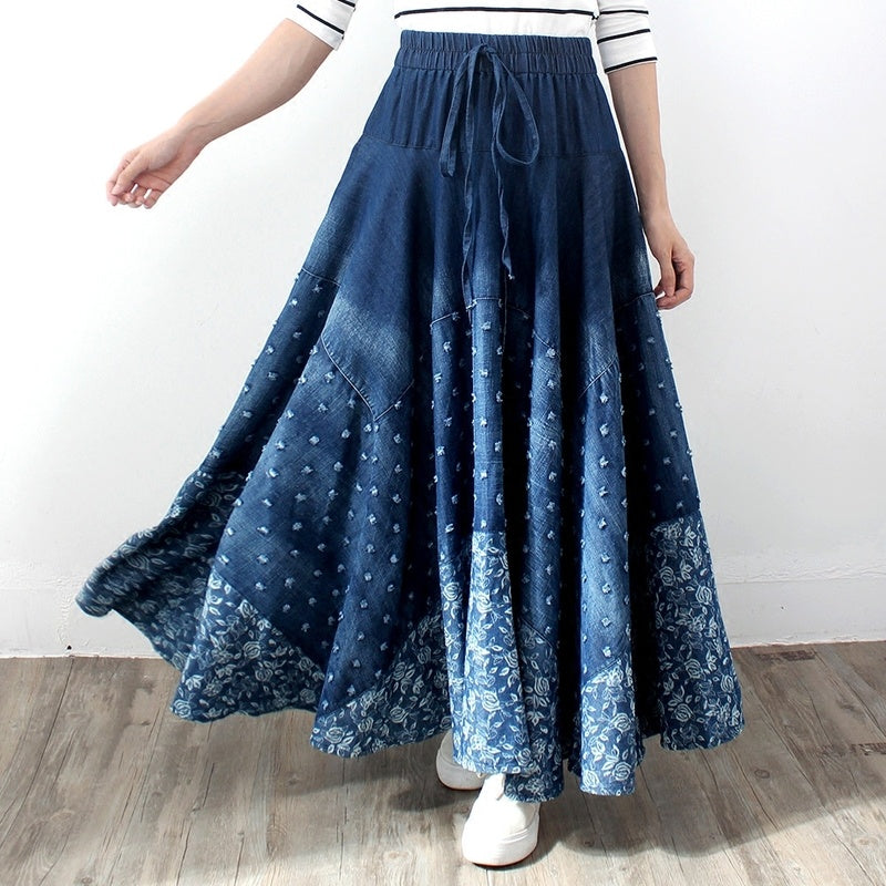 Guadalupe : Bedruckter Rock aus Denim mit hoher Taille