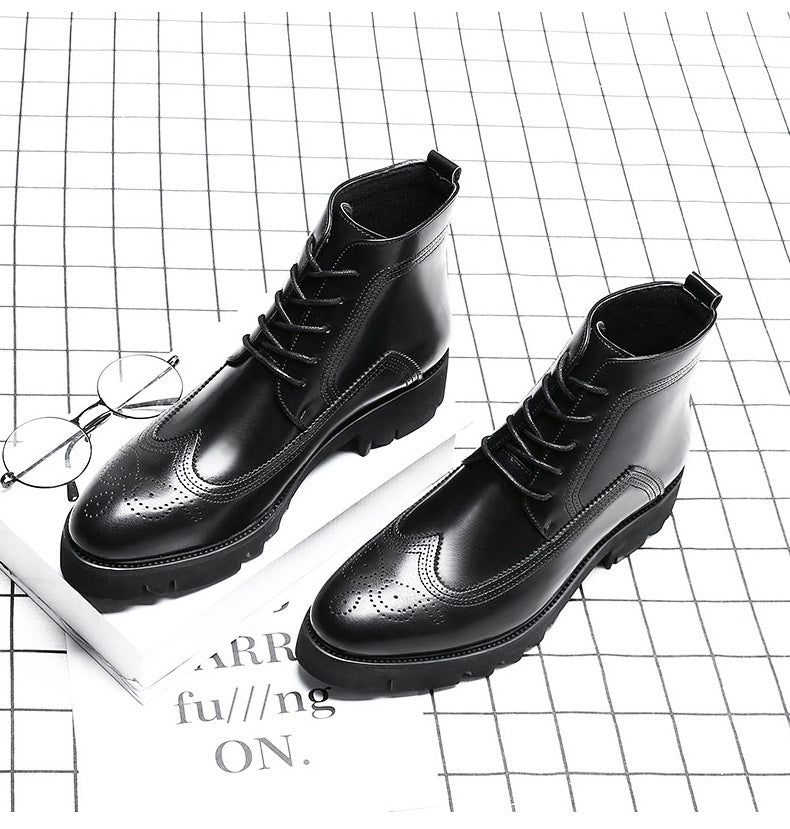 Vawhn : Herren Leder Martinstiefel mit dicker Sohle