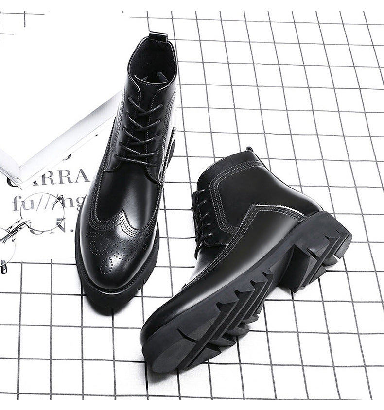 Vawhn : Herren Leder Martinstiefel mit dicker Sohle