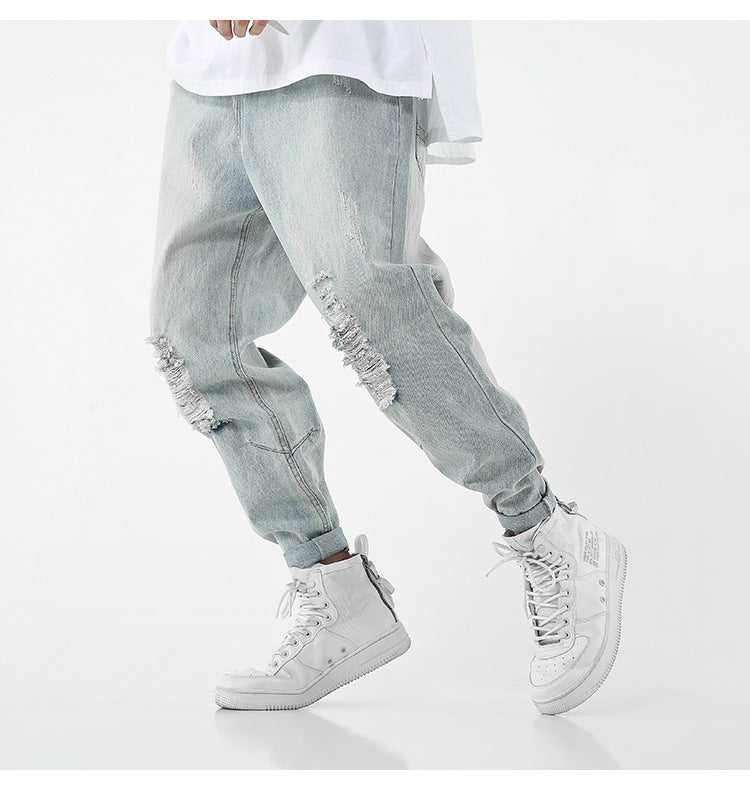 Versatile distressed loose fit jeans - Men - Denim - Ripped - Casual Wear