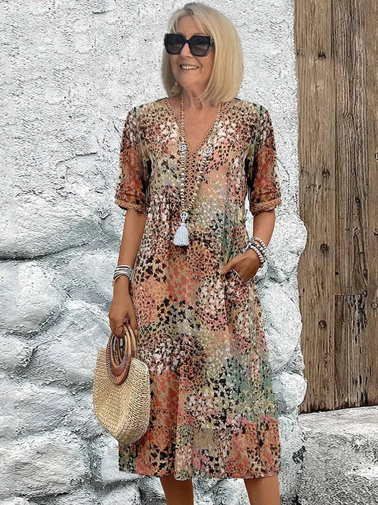 Boho Style Floral Print Dress