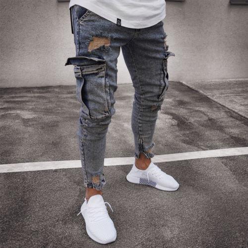 Halstyn | Ripped Denim Cargo Jeans für Männer