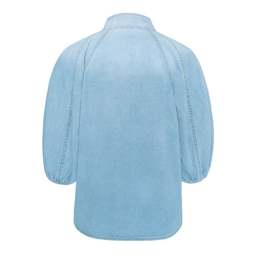 Natalia | Damen Rollkragenpullover aus Baumwolle mit Schnürung aus Denim