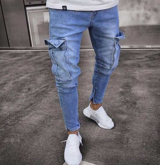 Halstyn | Ripped Denim Cargo Jeans für Männer