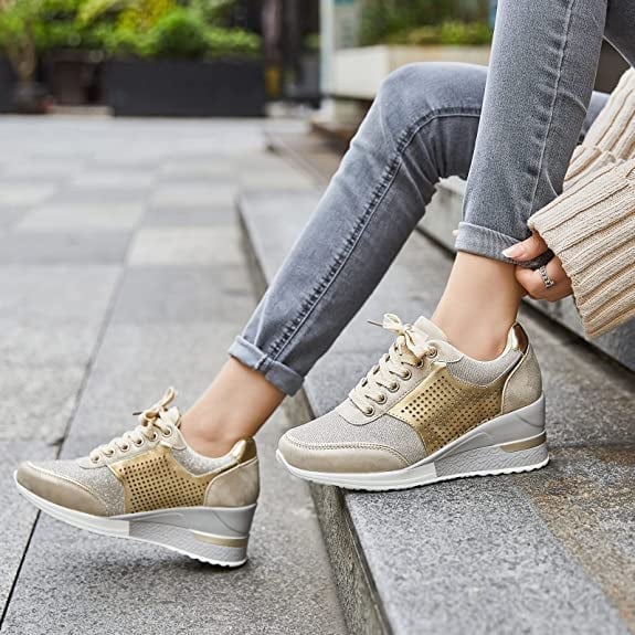 Amelia - Stylische orthopädische Turnschuhe mit elegantem hohen Absatz und bequemem Keilabsatz