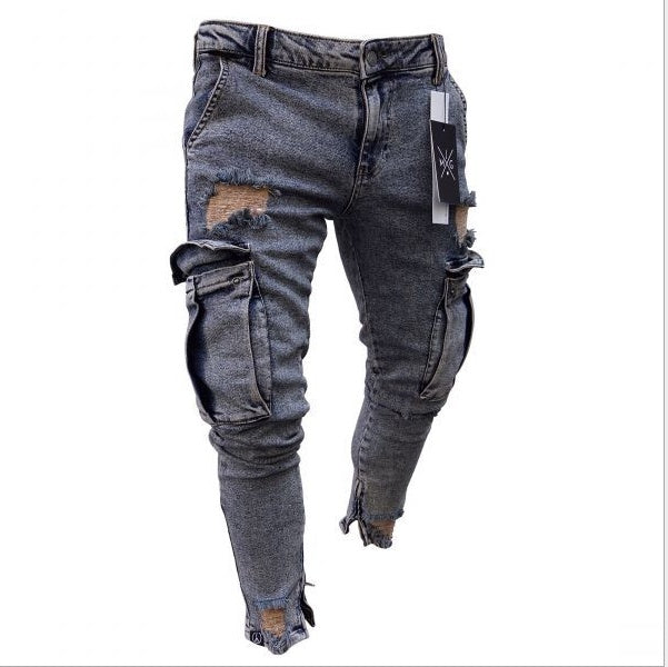Halstyn | Ripped Denim Cargo Jeans für Männer