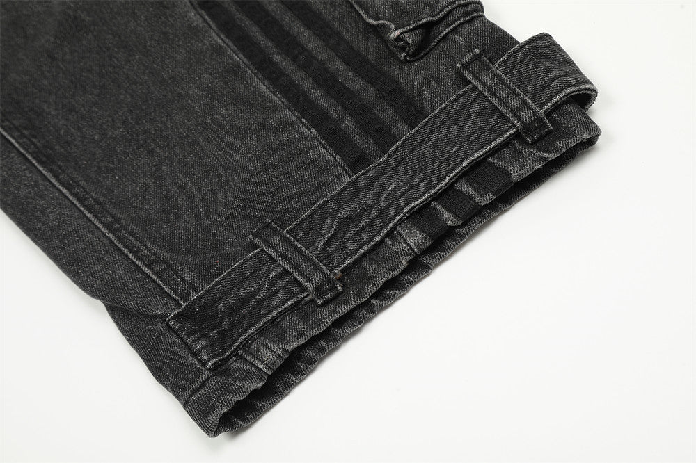 Cotton jeans with multi-pocket design for spring