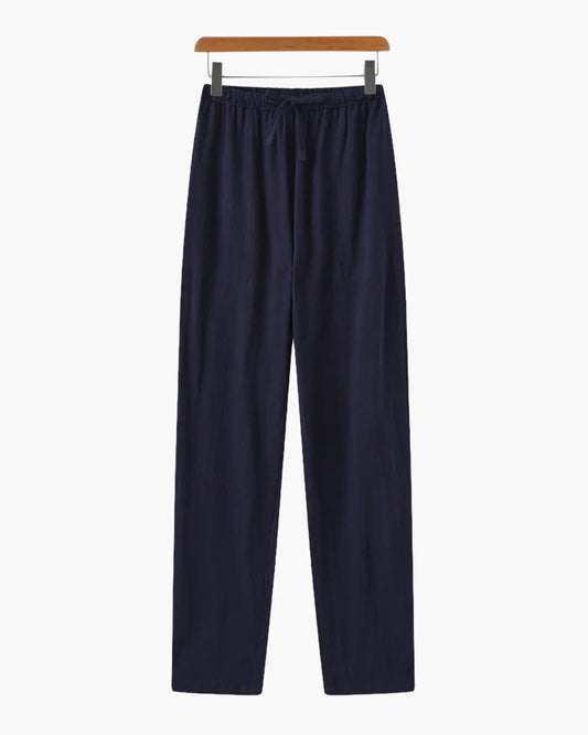 Adrian | Leichte Slim Fit Herren Sommer Leinenhose mit Kordelzug
