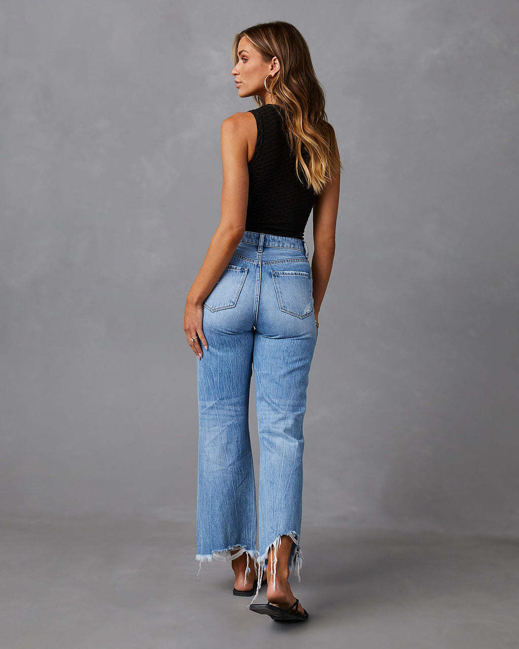 Elisa | Jeans mit hoher Taille im europäischen und amerikanischen Stil, mit Rissen und gewaschenem Effekt