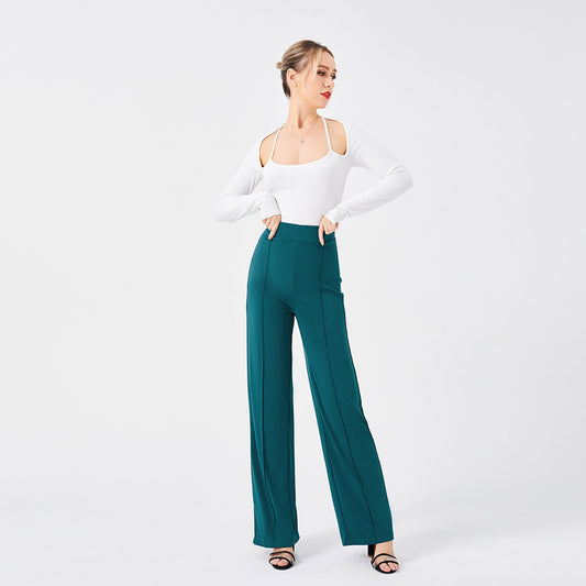 Carmen | Unifarbene Freizeithose mit schmaler Passform, hoher Leibhöhe und Schlaghose
