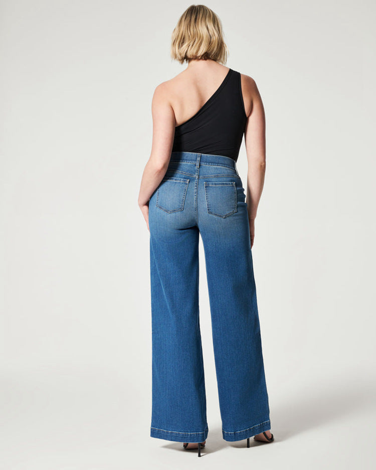 Elena | Lässige Damenjeans mit hoher Leibhöhe und weitem Bein