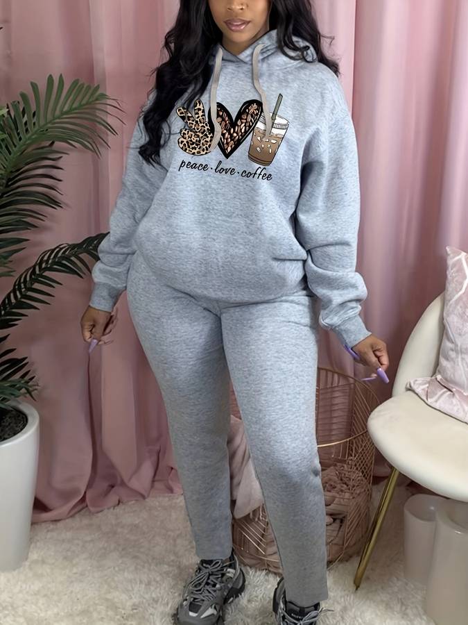 Charmaine - Elegantes Plus Size Set in Grau mit sorgfältig ausgewählten Prints für Frauen