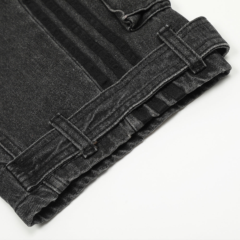 Cotton jeans with multi-pocket design for spring
