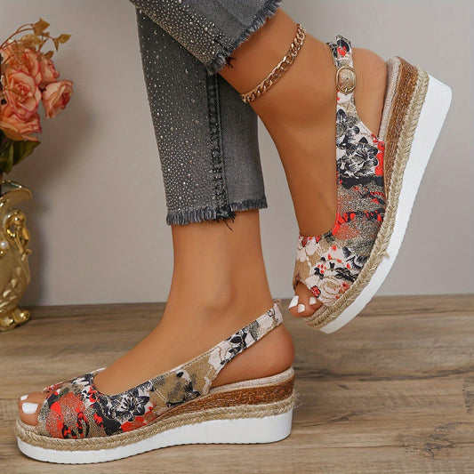 Flora - Stilvolle und bequeme Keilabsatzsandalen mit schönem Blumenmuster für Frauen