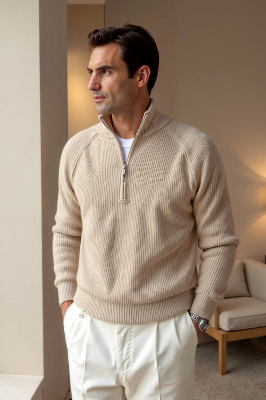Strickpullover mit Reißverschlusskragen – Stilvoll & Bequem