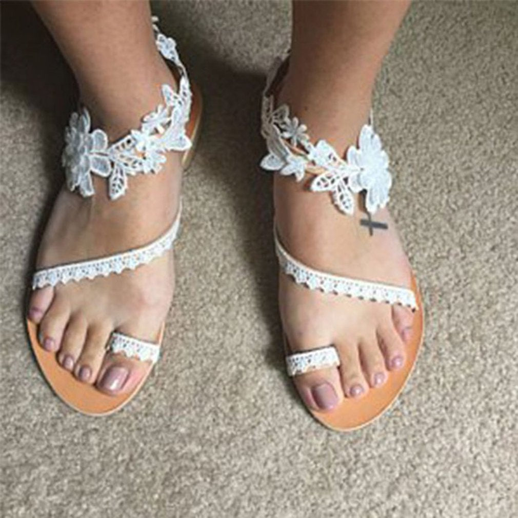 Francheska - Elegante Sandalen mit schöner Spitze und Blumenmotiv für Frauen