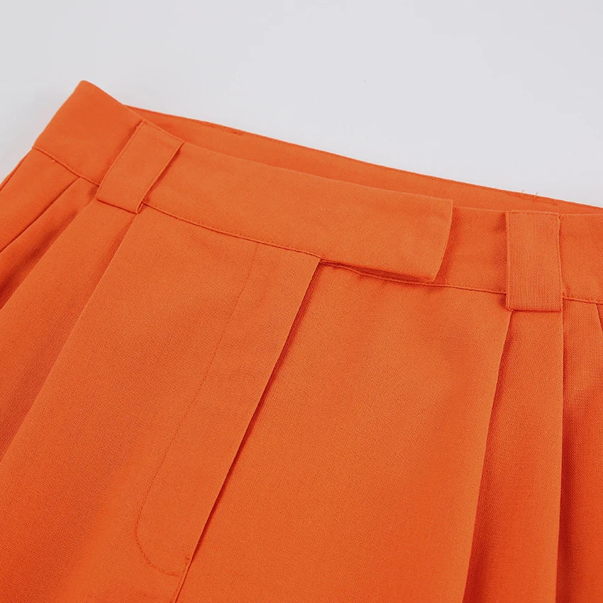 Evelien | Stylische orangefarbene Damenhose aus Leinen für den perfekten Sommerlook