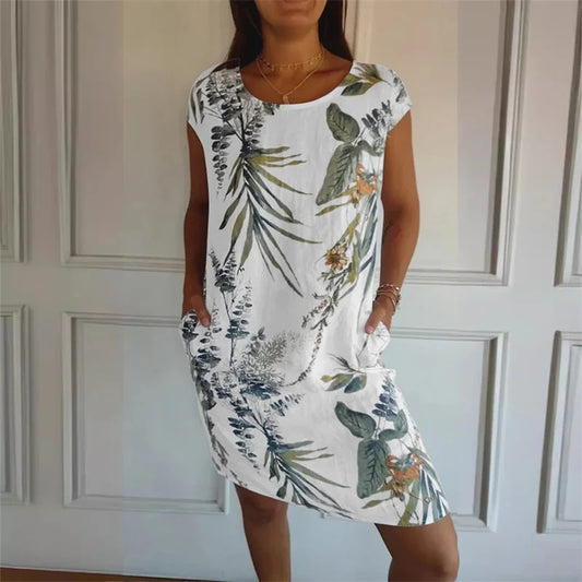 Elegant Botanical Print Dress