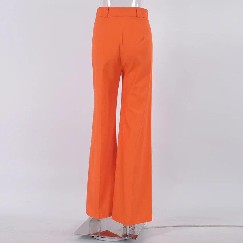 Evelien | Stylische orangefarbene Damenhose aus Leinen für den perfekten Sommerlook
