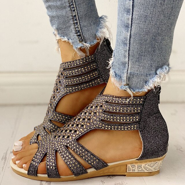 Eva - Luxuriöse orthopädische Sandalen mit bequemem niedrigem Absatz für Frauen