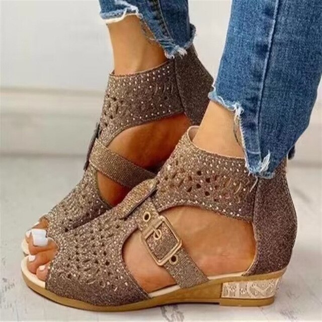 Eva - Luxuriöse orthopädische Sandalen mit bequemem niedrigem Absatz für Frauen
