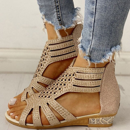 Eva - Luxuriöse orthopädische Sandalen mit bequemem niedrigem Absatz für Frauen